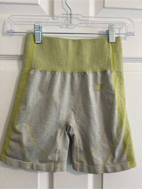 Gymshark Women’s Grey and Lime High-Waist Shorts